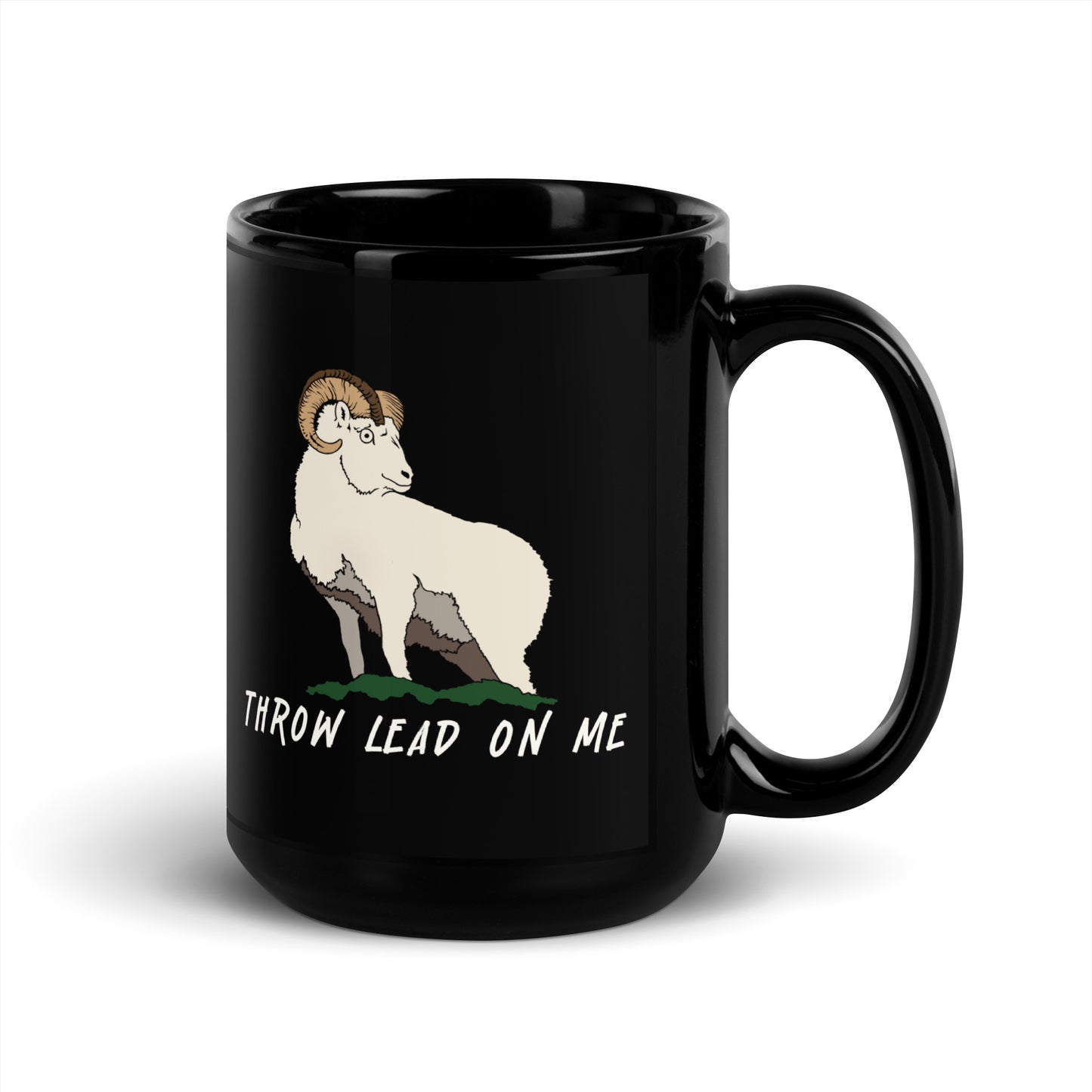 Dall Sheep - Throw Lead On Me - Black Glossy Mug