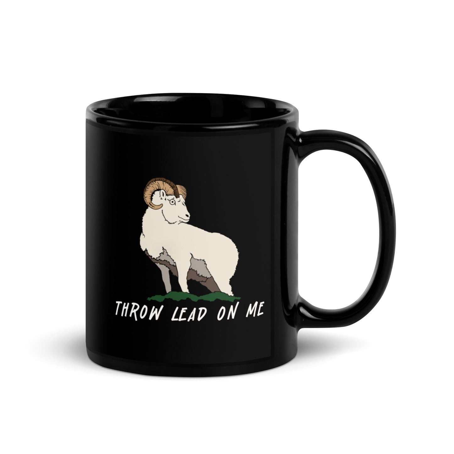 Dall Sheep - Throw Lead On Me - Black Glossy Mug